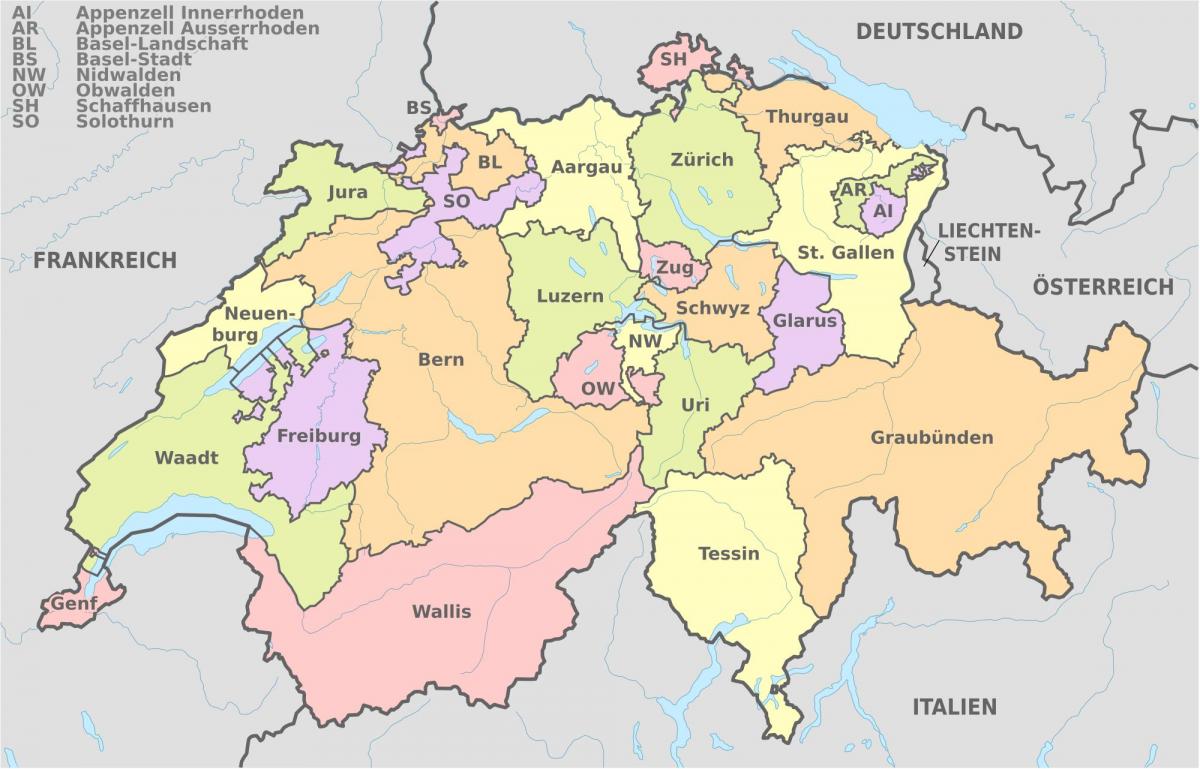 basel kaart van zwitserland