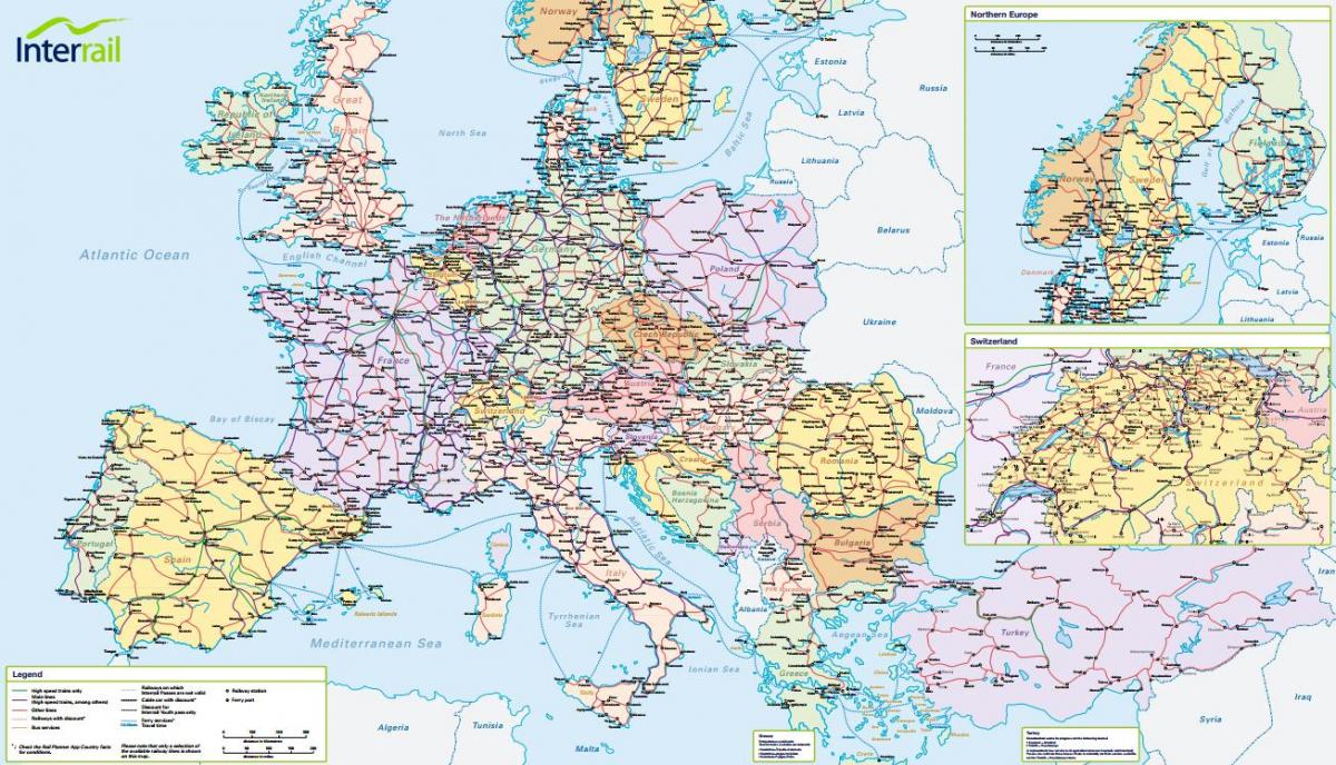 kaart van interrail zwitserland 