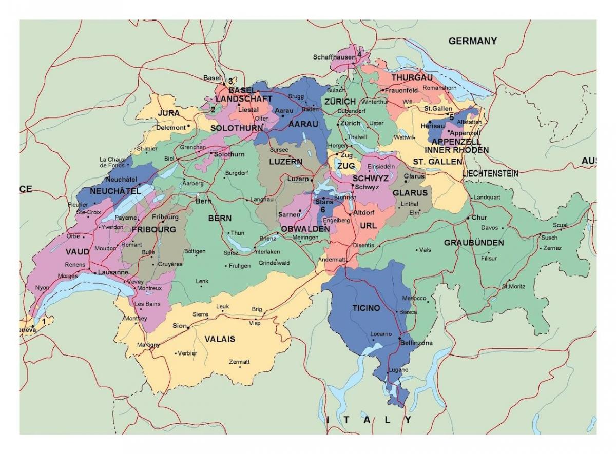 kaart van zürich zwitserland en omgeving