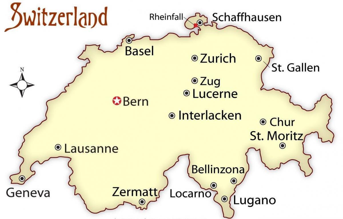 kaart van zwitserland hoofdstad 