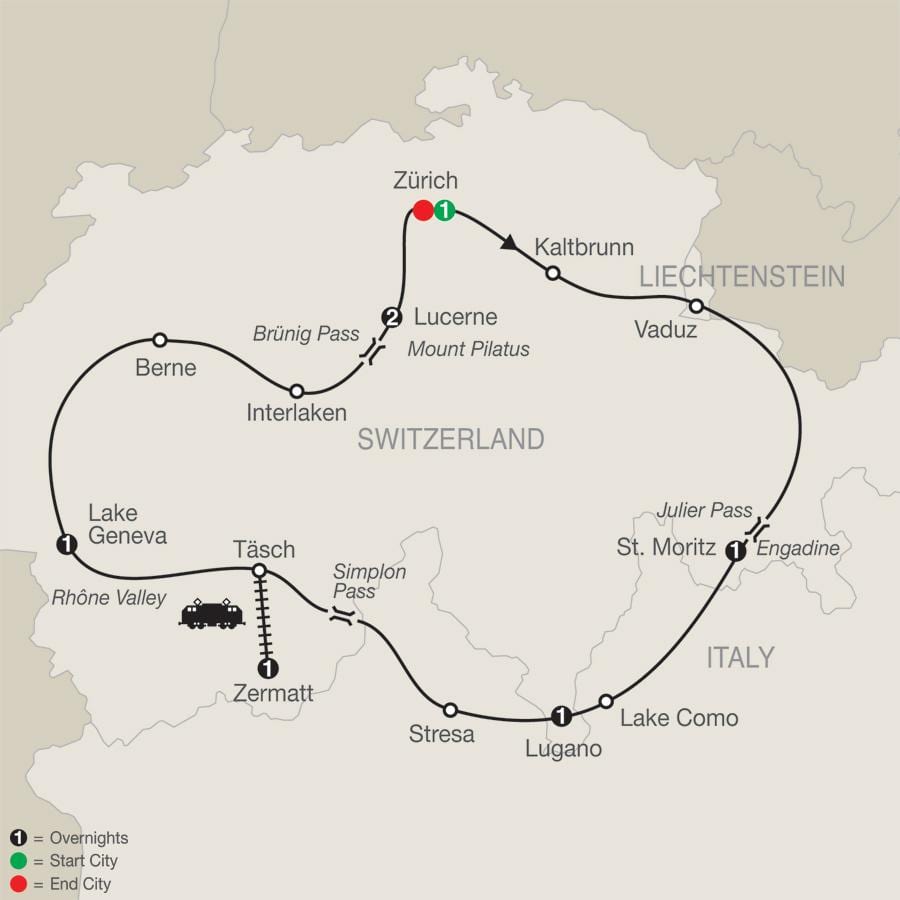 kaart van zwitserland scenic drives