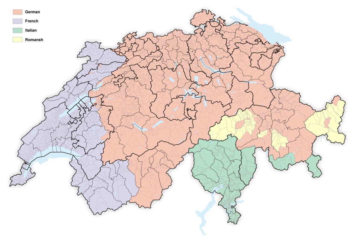 kaart van zwitserland taal