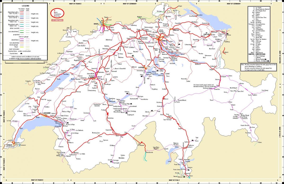 treinreizen in zwitserland kaart