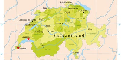 Kaart van het meer van genève-zwitserland