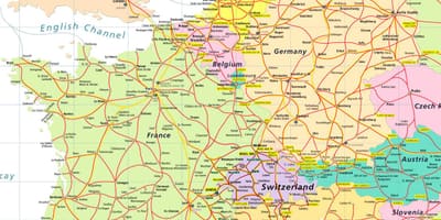 Kaart van europa met zwitserland
