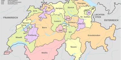 Kaart van zwitserland en de omgeving