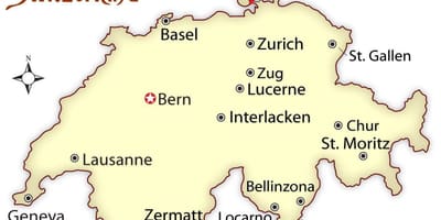 Zürich zwitserland op de kaart