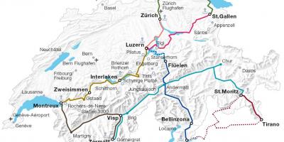 Zwitserland trein route kaart