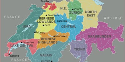 Kaart van zwitserland zone